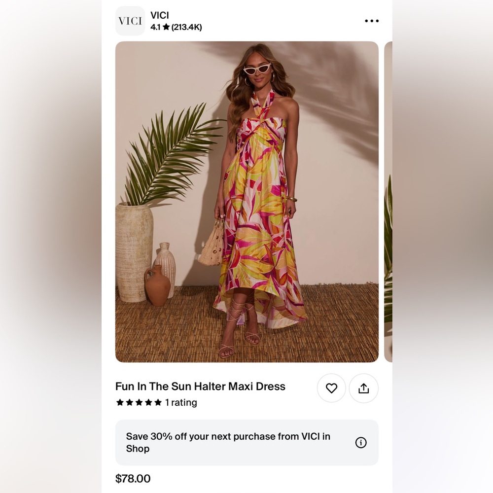 Vici Yellow and Pink Halter Maxi Dress